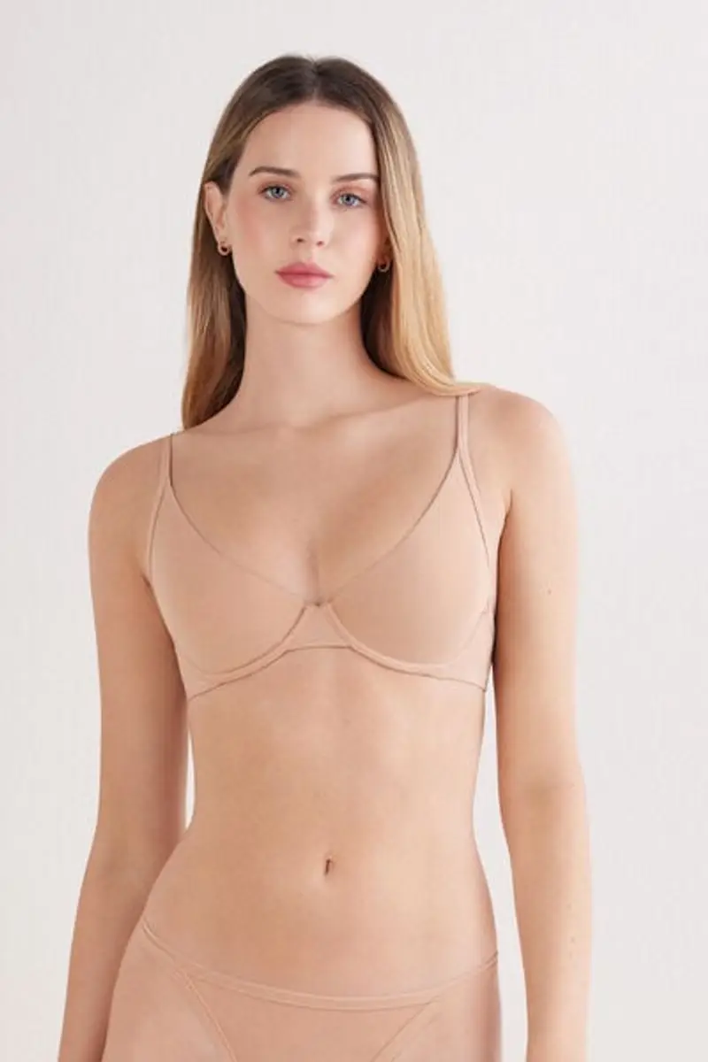Intimissimi Reggiseno Balconcino Amalia in Cotone The Sensual Cotton Donna Naturale Taglia 2B