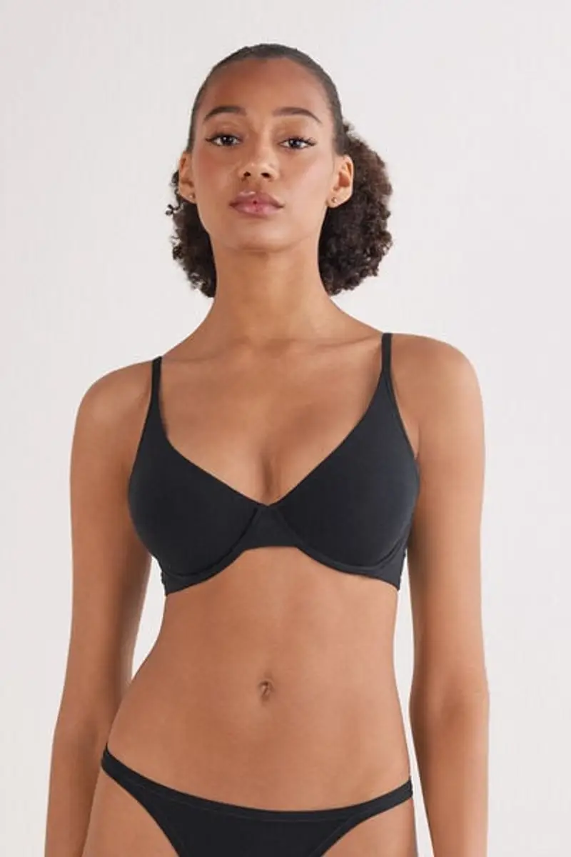 Intimissimi Reggiseno Balconcino Amalia in Cotone Ultralight Cotton Donna Nero Taglia 2B