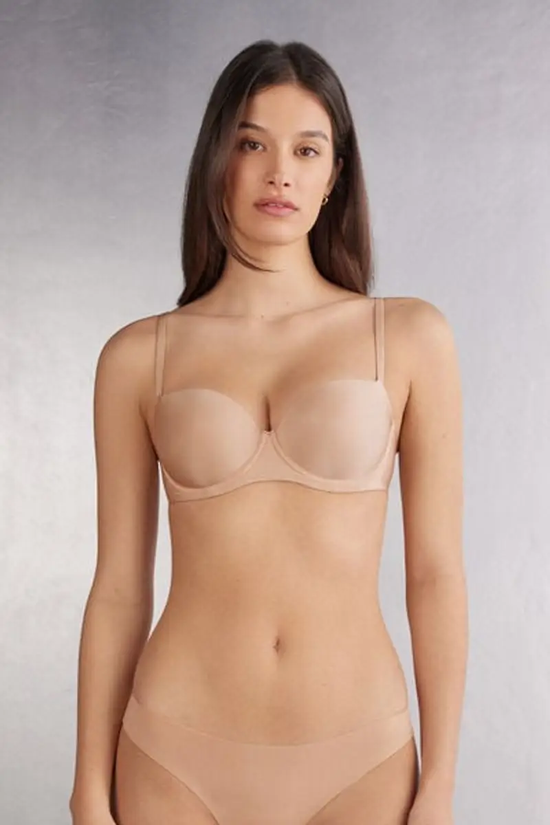 Intimissimi Reggiseno Balconcino Carlotta Plump Bra in Microfibra Ultralight Donna Naturale Taglia 1B