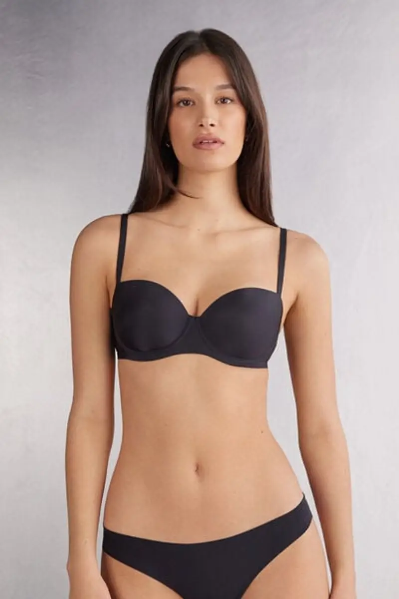 Intimissimi Reggiseno Balconcino Carlotta Plump Bra in Microfibra Ultralight Donna Nero Taglia 1B