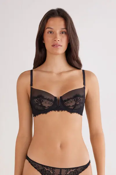 Reggiseno Balconcino Daniela Sheer Glamour Donna Nero