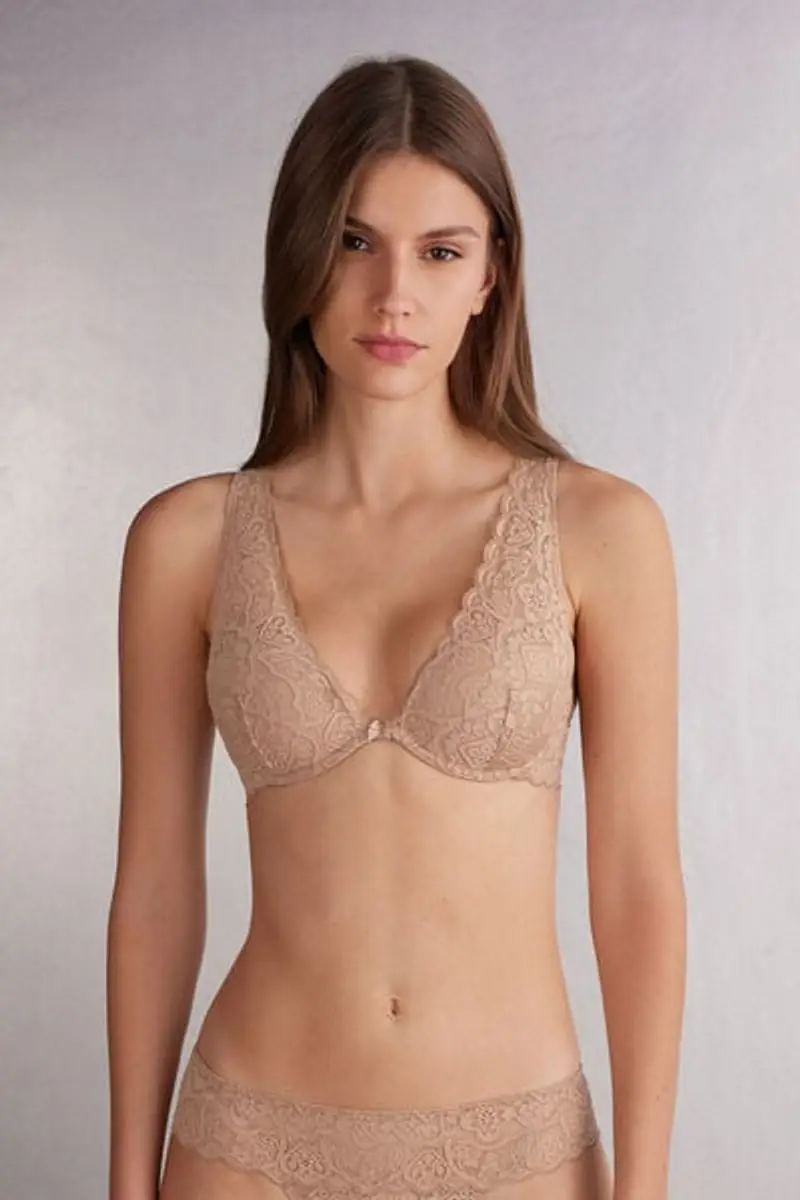 Intimissimi Reggiseno Balconcino Elena in Pizzo Donna Naturale Taglia 1D