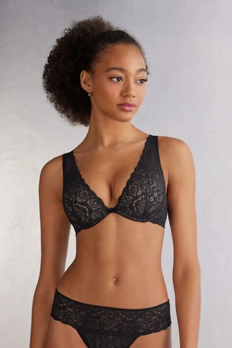 Reggiseno Balconcino Elena in Pizzo Donna Nero