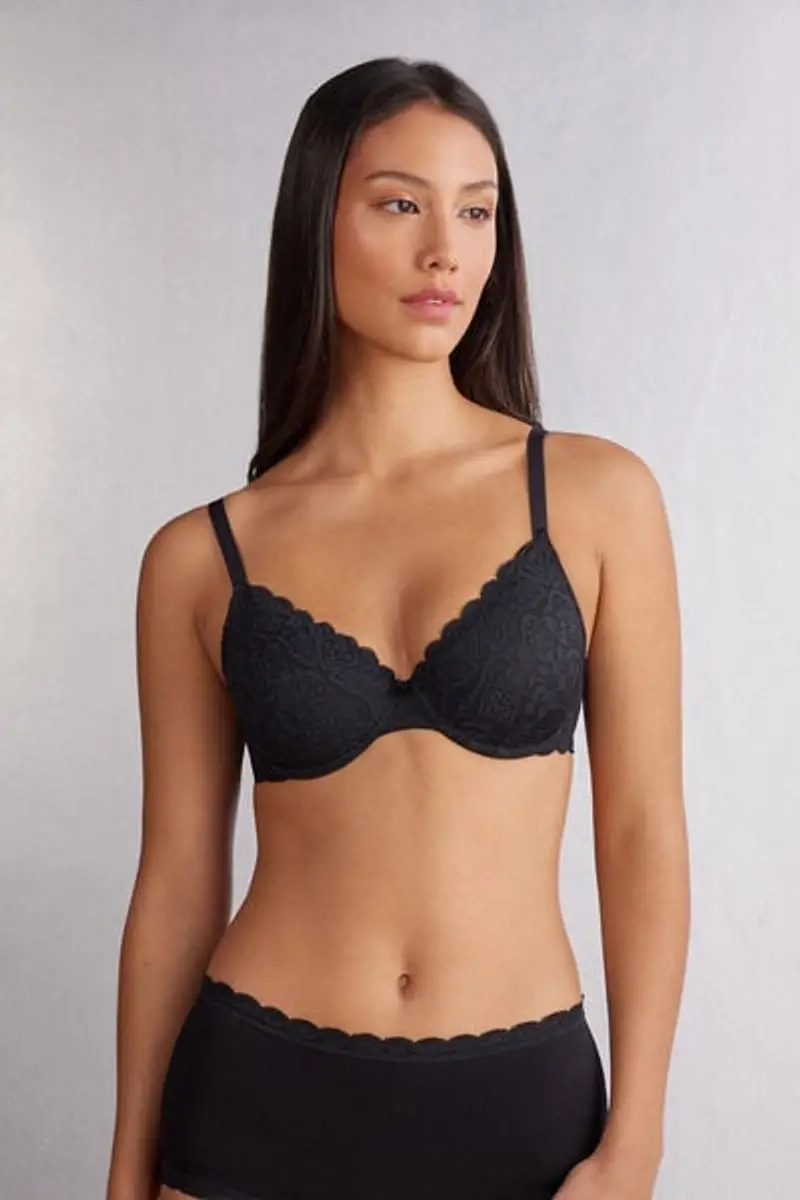 Intimissimi Reggiseno Balconcino Francesca in Pizzo Donna Nero Taglia 6C