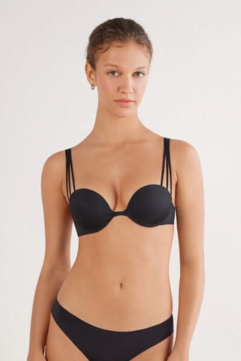 Reggiseno Balconcino Ilenia in Microfibra Ultralight Donna Nero
