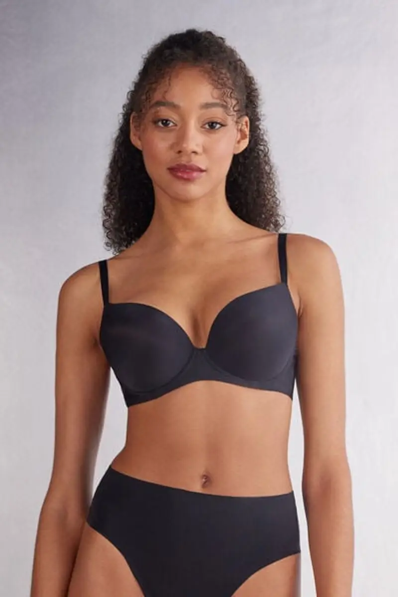 Reggiseno Balconcino Irina in Microfibra Donna Nero