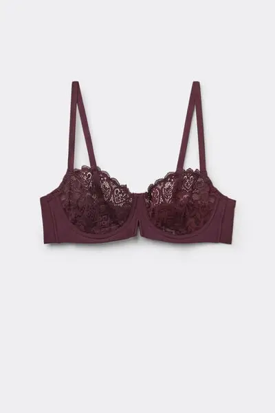 Reggiseno Balconette Denise in Pizzo Donna Bordeaux