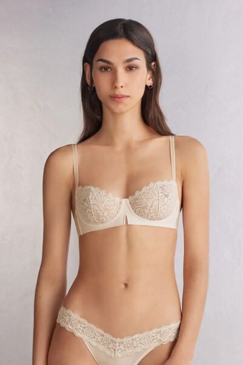Intimissimi Reggiseno Balconette Denise in Pizzo Donna Naturale Taglia 1B