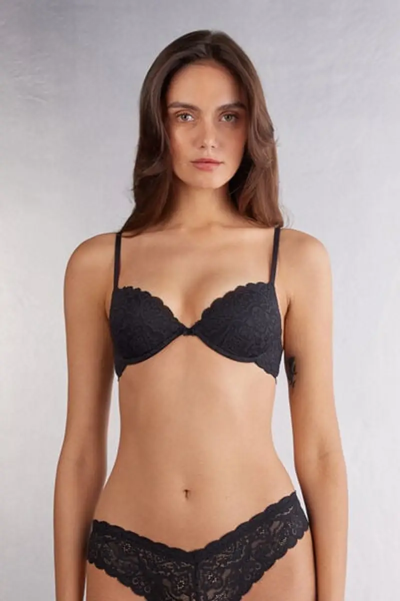 Intimissimi Reggiseno Push-up Bellissima in Pizzo Donna Nero Taglia 1B