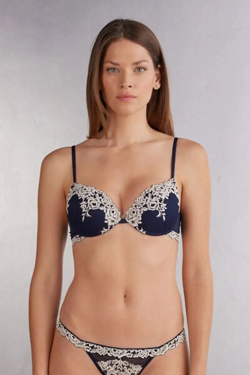 Intimissimi Reggiseno Push-up Bellissima Pretty Flowers Donna Blu Taglia 1B