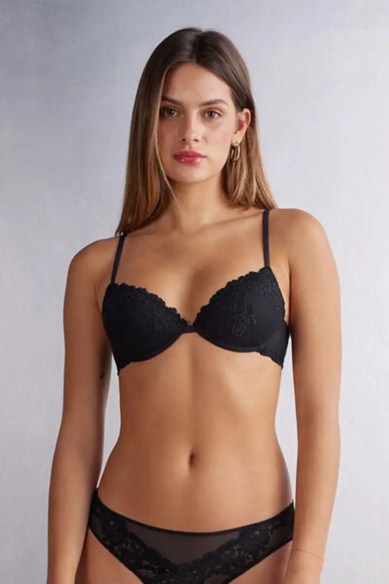 Reggiseno Push-up Bellissima Pretty Flowers Donna Nero