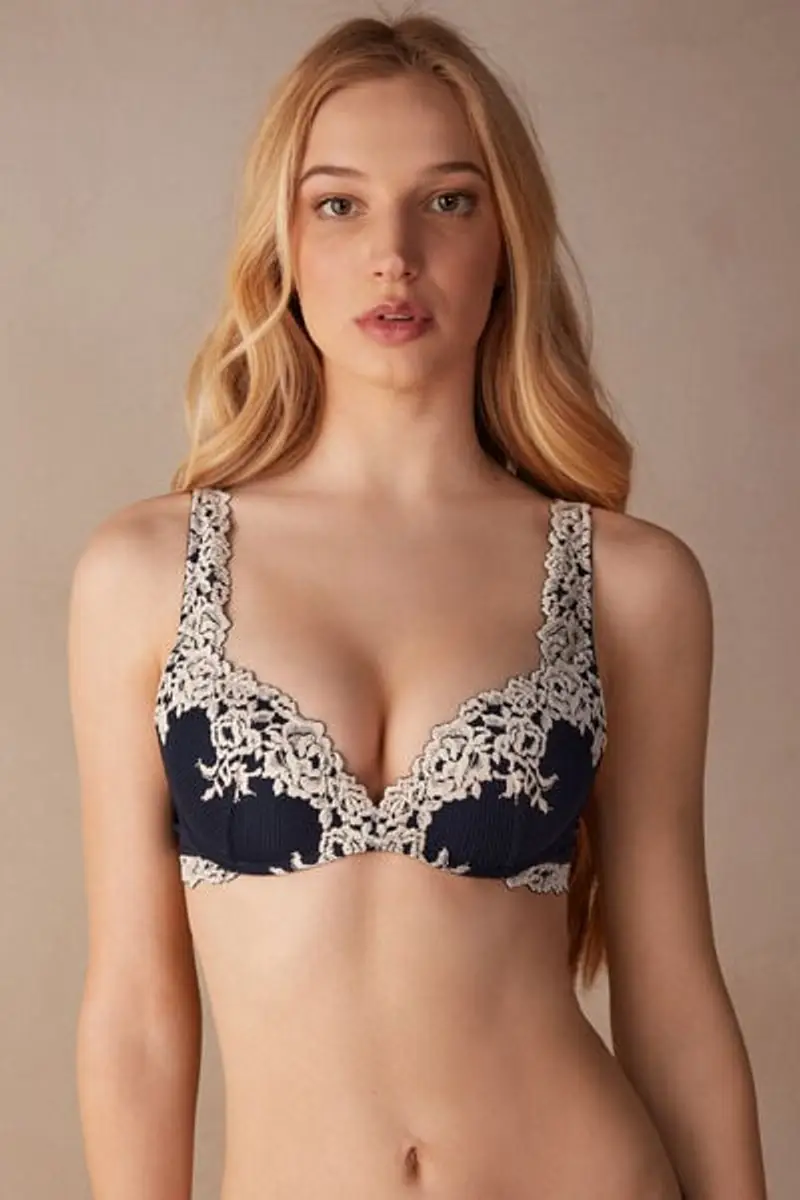 Intimissimi Reggiseno Super Push-up Gioia Pretty Flowers Donna Blu Taglia 3B