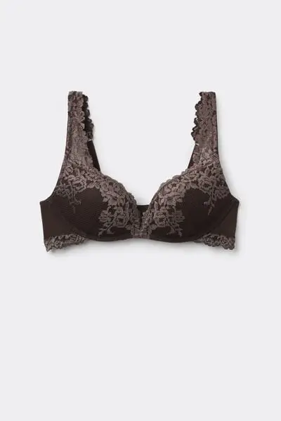 Reggiseno Super Push-up Gioia Pretty Flowers Donna Marrone