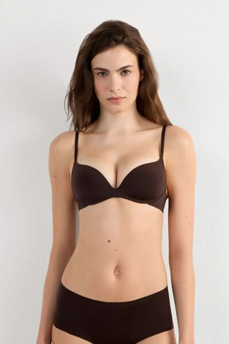 Intimissimi Reggiseno Super Push-up Gioia The Silky Touch Microfiber Donna Marrone Taglia 1C