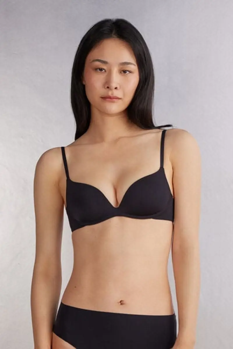 Intimissimi Reggiseno Super Push-up Gioia The Silky Touch Microfiber Donna Nero Taglia 1B