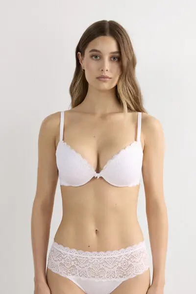 Reggiseno Super-push-up Simona in Pizzo Donna Bianco