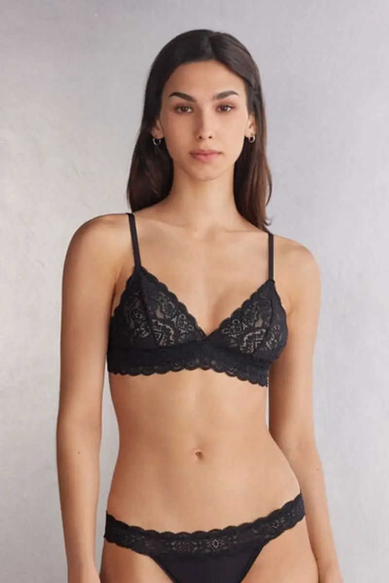 Reggiseno Triangolo Emma in Pizzo Donna Nero