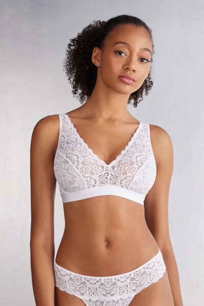 Reggiseno Triangolo Lara in Pizzo Donna Bianco