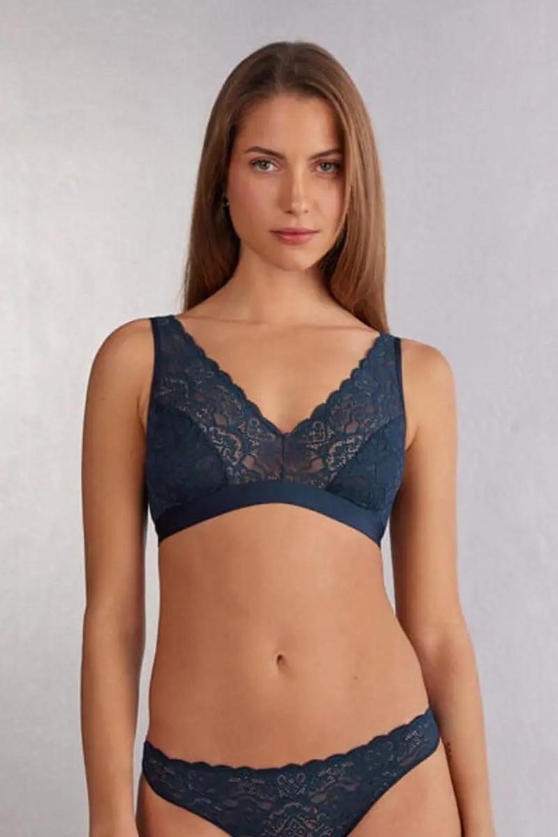 Intimissimi Reggiseno Triangolo Lara in Pizzo Donna Blu Taglia 6B