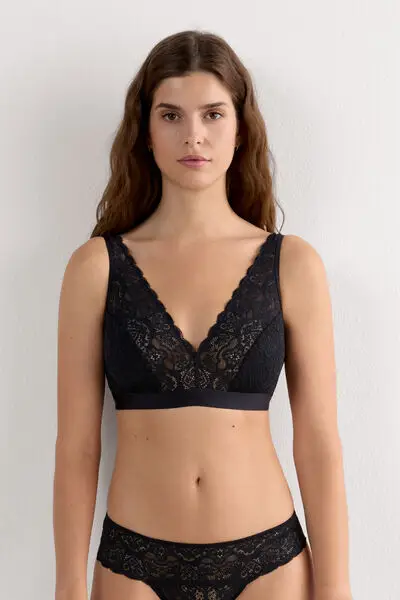 Reggiseno Triangolo Lara in Pizzo Donna Nero