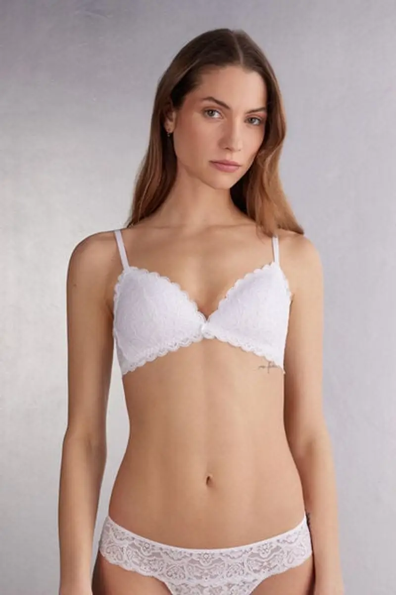 Reggiseno Triangolo Tiziana in Pizzo Donna Bianco