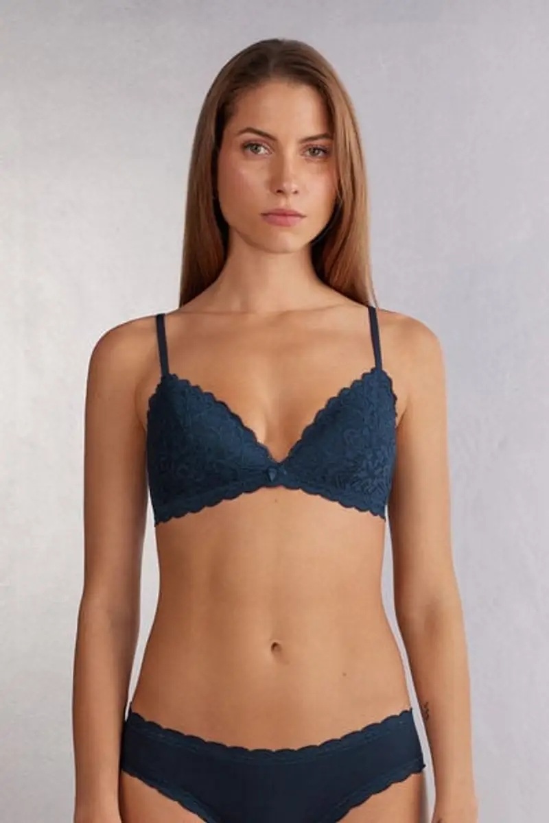 Intimissimi Reggiseno Triangolo Tiziana in Pizzo Donna Blu Taglia 4B