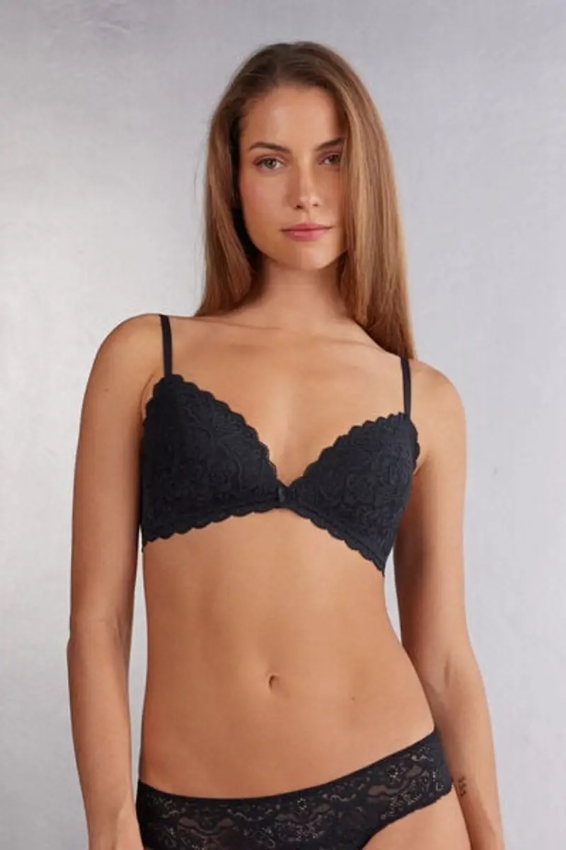 Intimissimi Reggiseno Triangolo Tiziana in Pizzo Donna Nero Taglia 1C