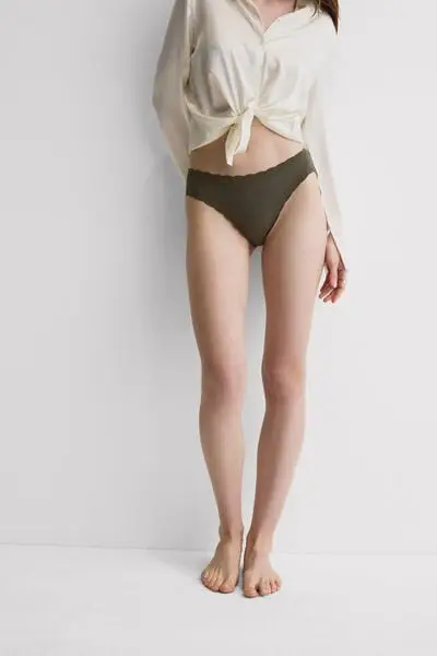 Slip in Cotone e Pizzo Donna Verde