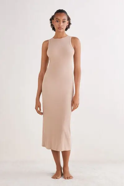 Sottoveste Lunga a Costine Your Everyday Wear Donna Naturale