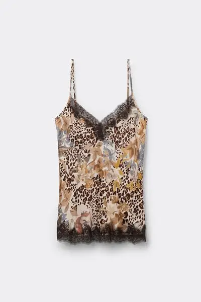 Top in Raso di Viscosa Animalier Simply Iconic Donna Stampa