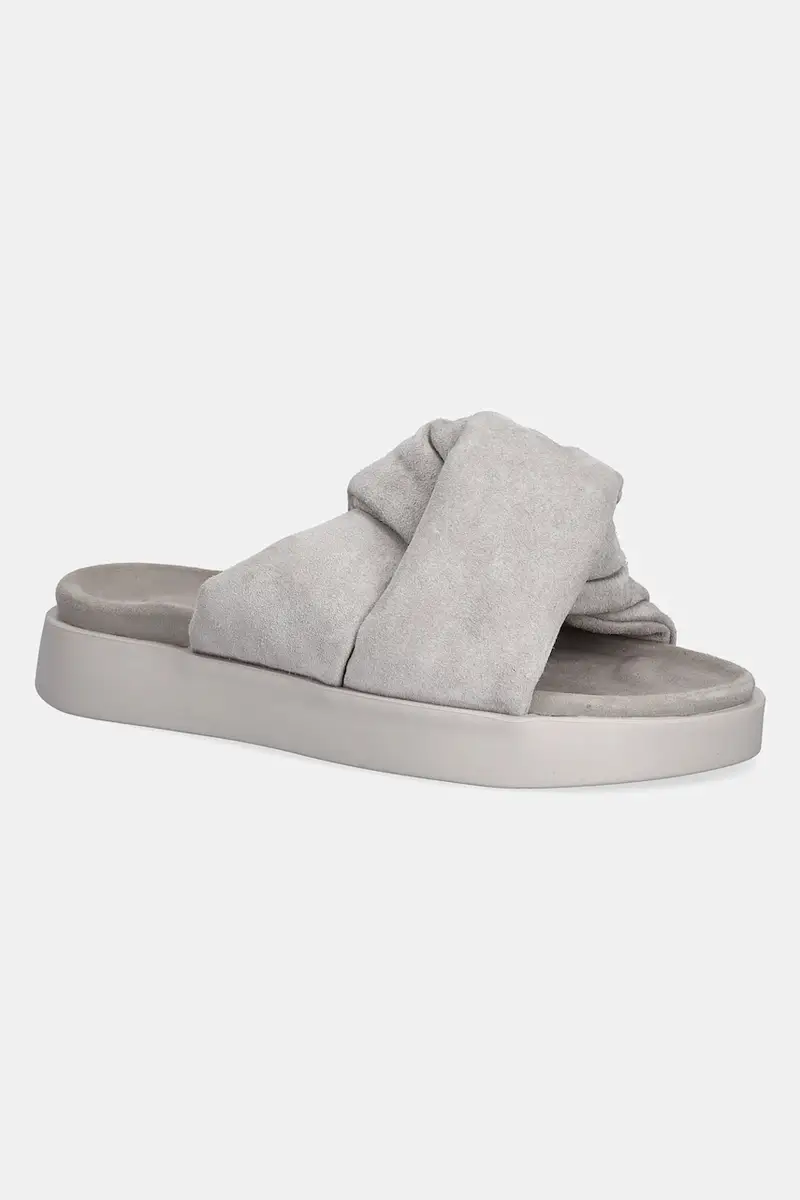 ciabatte slide in camoscio Soft Crossed Suede donna colore grigio 1004.003.0401.030 / 70104-141