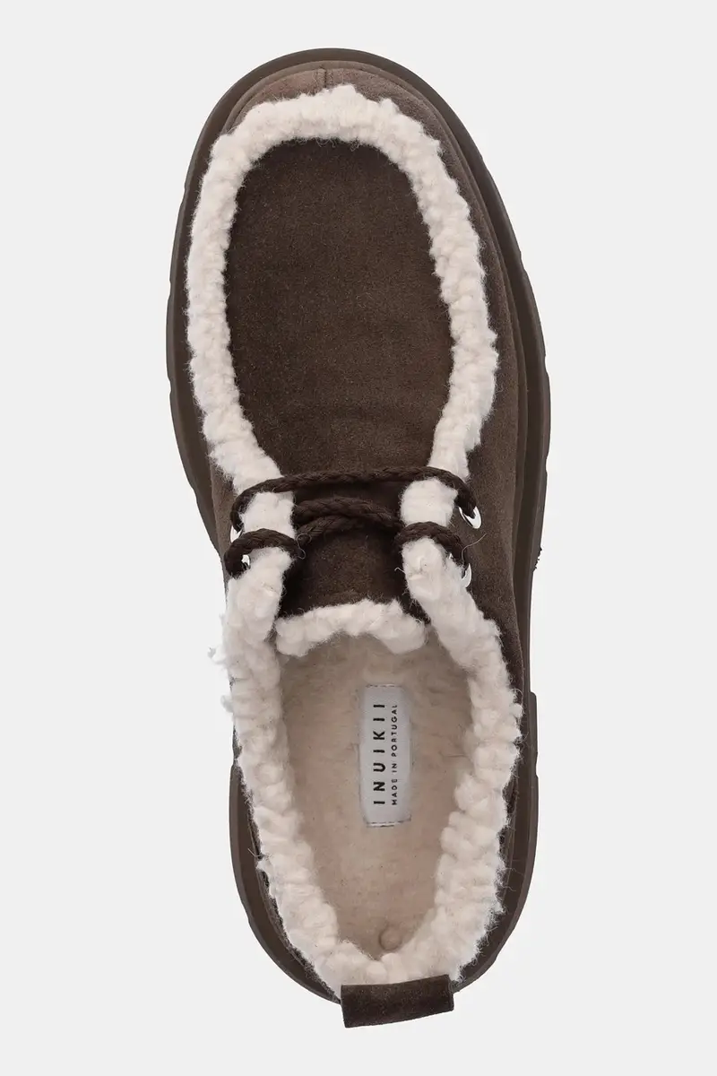Inuikii Sneakers in camoscio marrone con dettagli in pelliccia miniatura 4