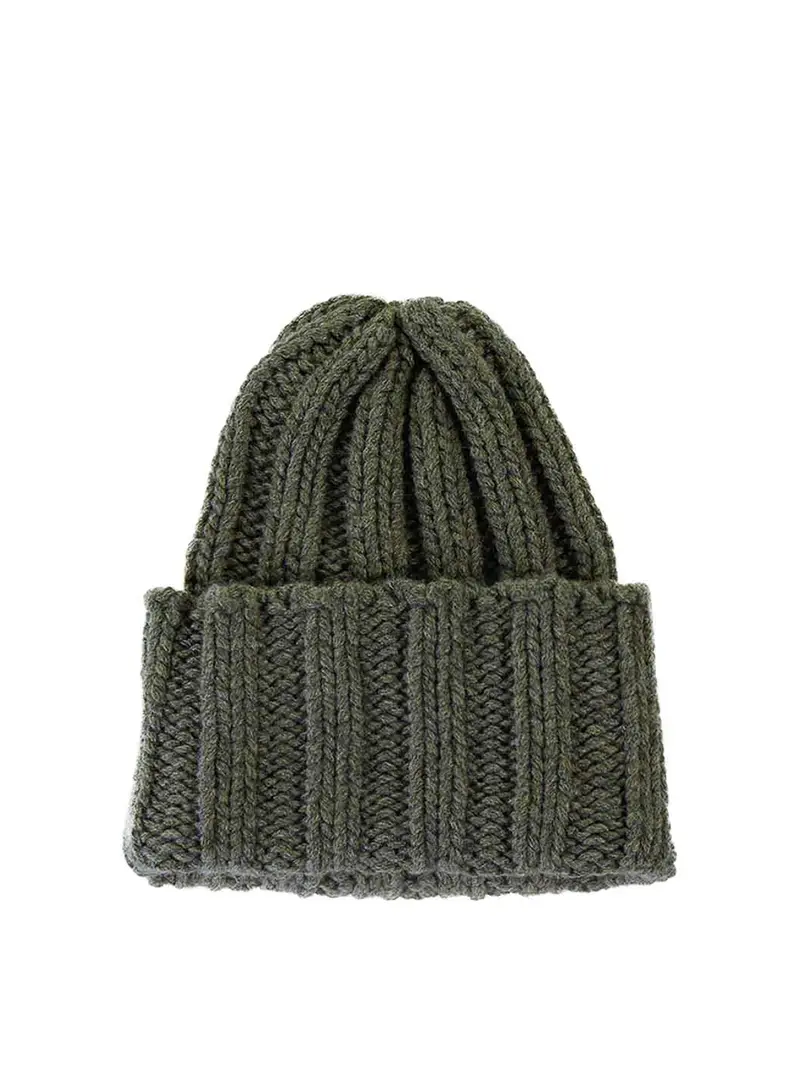 Berretto In Cashmere Verde Militare Verde Scuro