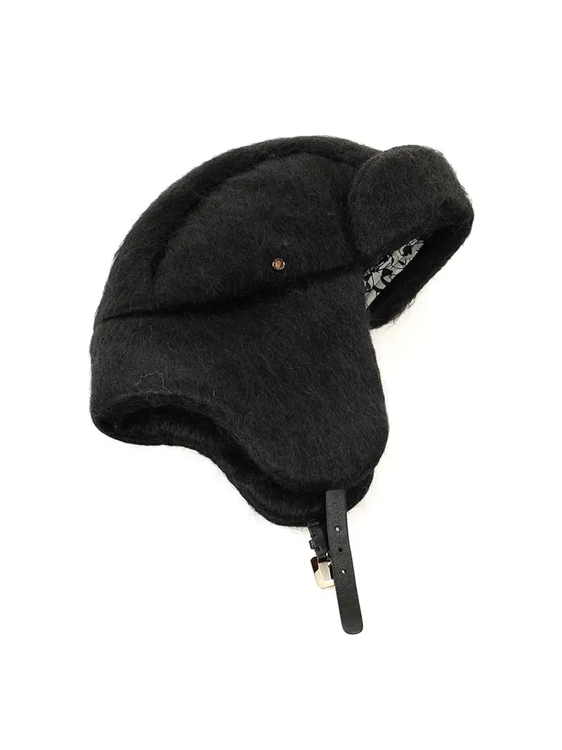 Cappello Aviatore In Mohair Nero