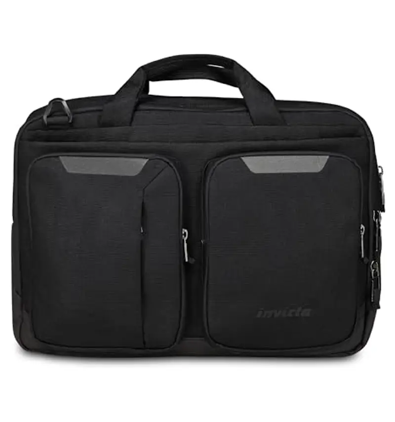 Invicta Borsa da Lavoro PLIANT, Nero, Borsa multiscomparto organizzata internamente con tasche rivestite in tessuto