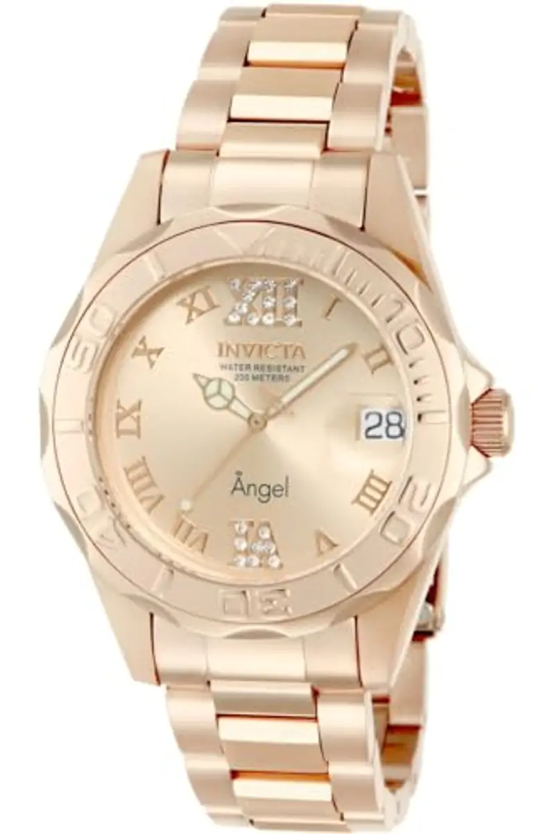 Invicta Pro Diver - Orologio da Donna in Acciaio Inossidabile con Movimento al Quarzo, Oro Rosa - 38 mm