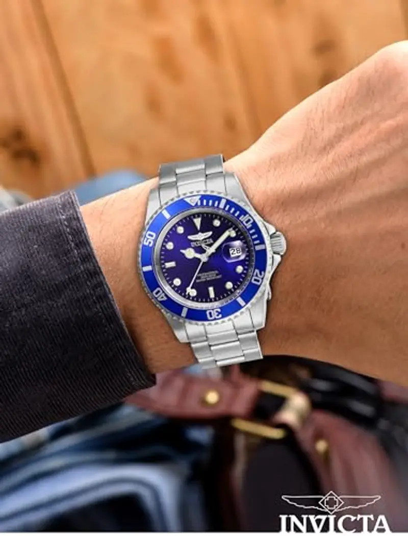 Invicta Pro Diver - Orologio da uomo in acciaio inossidabile con movimento al quarzo - 40 mm, Argento / Nero miniatura 2