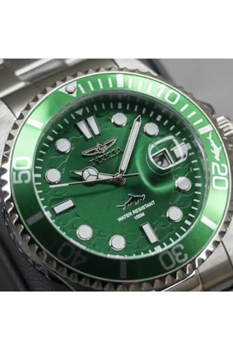 Invicta Pro Diver - Orologio da Uomo in Acciaio Inossidabile con Movimento al Quarzo, Argento/Verde miniatura 3