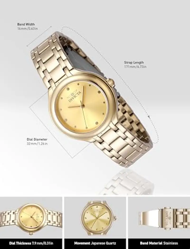 Invicta Wildflower Orologio da Donna in acciaio inossidabile con movimento Quarzo - 32mm, Oro miniatura 3