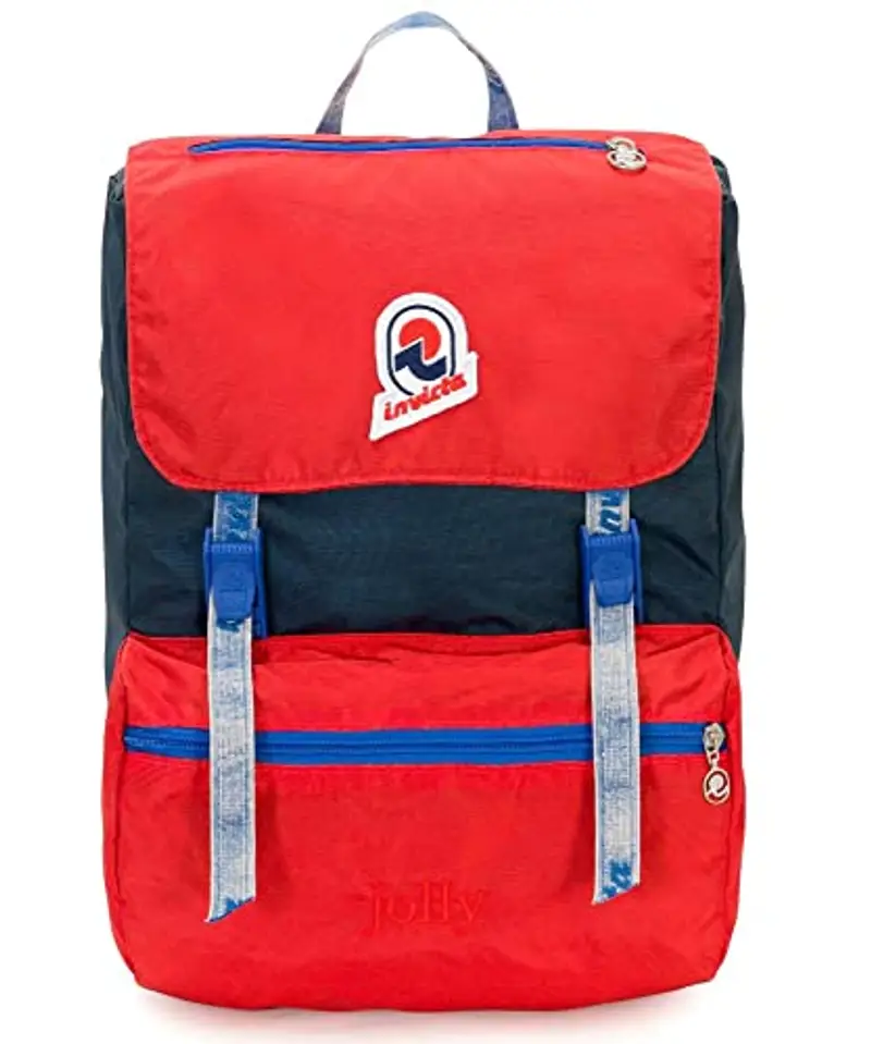 Invicta Zaino Jolly Vintage, Rosso/Blu, Tasca Porta Pc 13'', Viaggio y Tempo Libero, 18 Lt, Per Uomo Donna