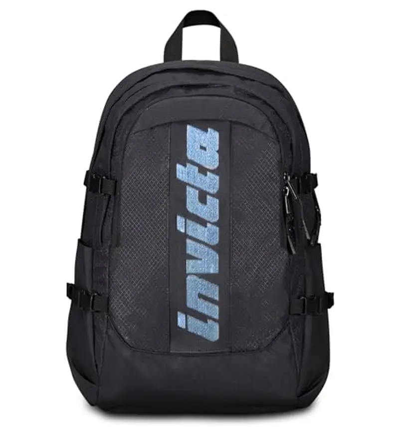 Invicta Zaino Ufficio Act Plus Fibra Ottica, Nero, Doppio Scomparto Con Tasca PC, Tasca Borraccia, Tasca Con Organizer, Cinghia Vita, Nastri Torace e Regolazione Volume, Zaino Viaggio