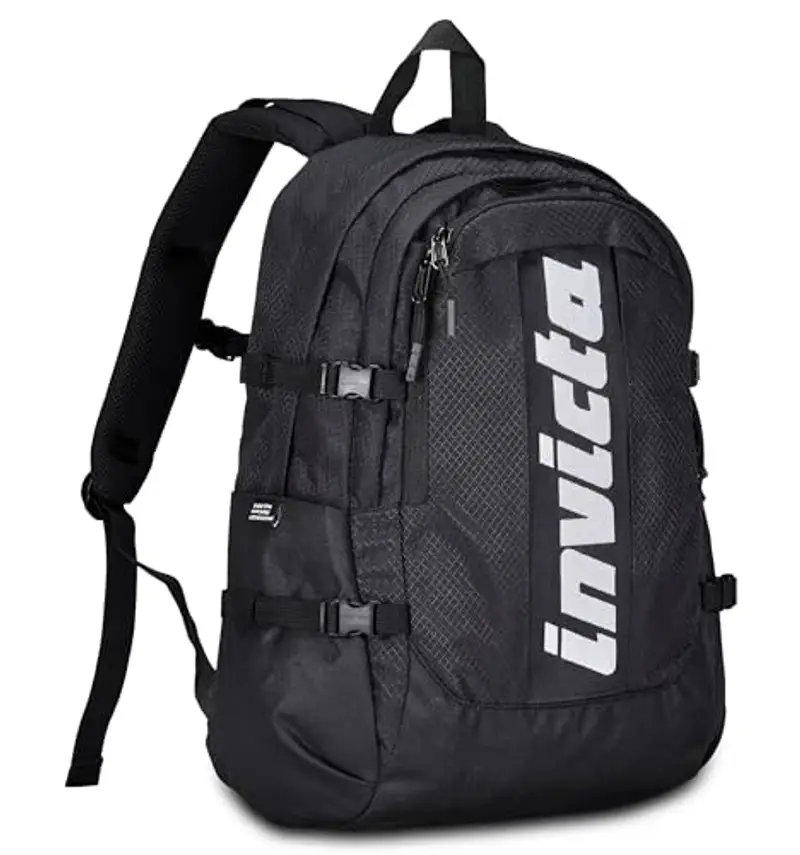 Invicta Zaino Ufficio Act Plus Fibra Ottica, Nero, Doppio Scomparto Con Tasca PC, Tasca Borraccia, Tasca Con Organizer, Cinghia Vita, Nastri Torace e Regolazione Volume, Zaino Viaggio miniatura 3