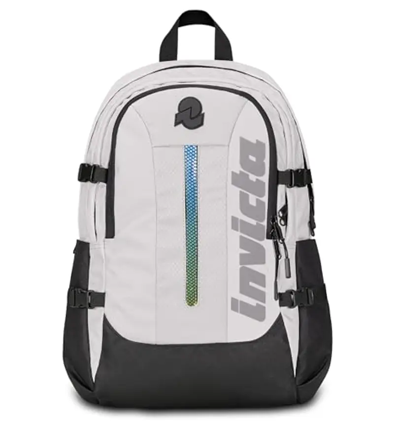 Invicta Zaino Ufficio Act Plus Led, Grigio, Doppio Scomparto Con Tasca PC, Tasca Borraccia, Tasca Con Organizer,
