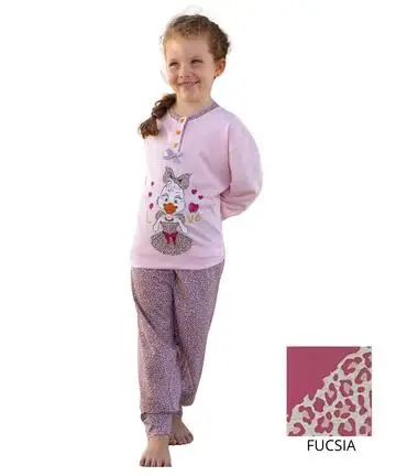 Pigiama da bambina manica lunga in jersey di cotone Irge IKL471