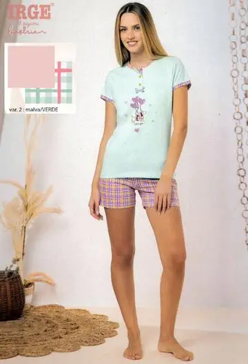 Pigiama donna a manica corta in cotone Irge MIC2337