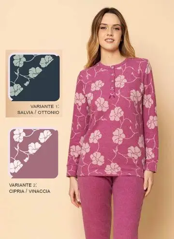 Pigiama donna in caldo jersey di cotone lanato Irge PTD01