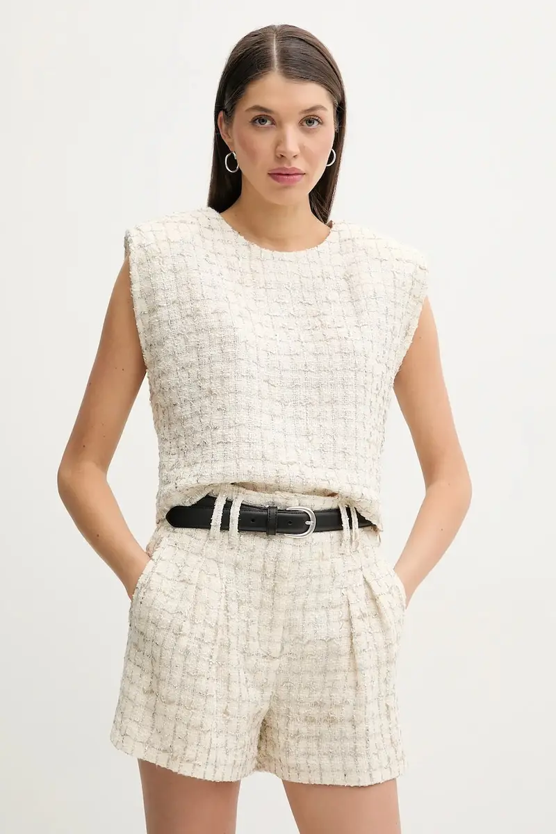 blusa in lino misto donna colore beige WP16XUNG