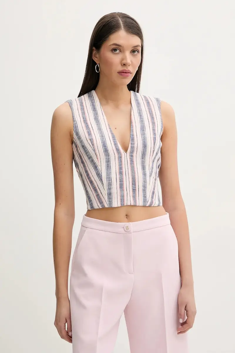 camicetta in cotone donna colore beige WP16TULINE