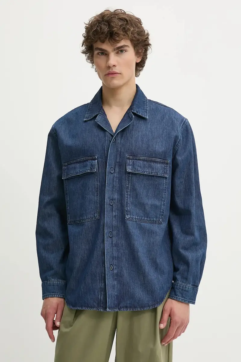 camicia di jeans colore blu navy MP18FANJA