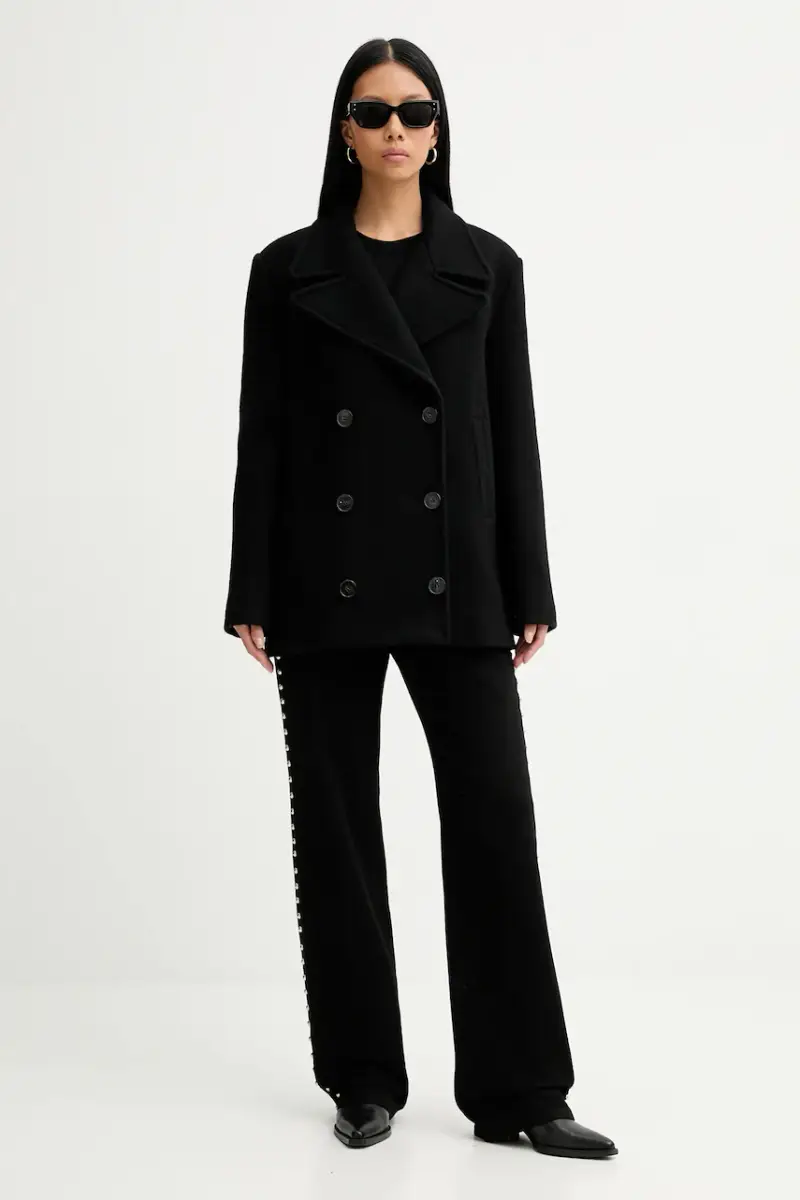 cappotto con lana WM137CARIBE colore nero CARIBE miniatura 2